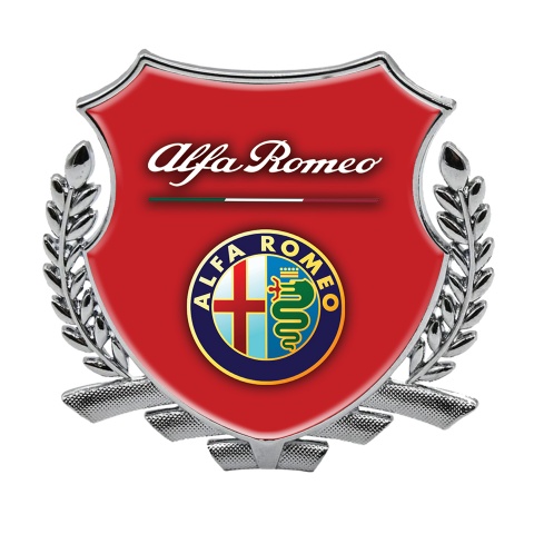 Alfa Romeo Bodyside Badge Self Adhesive Silver Red Base Color Logo