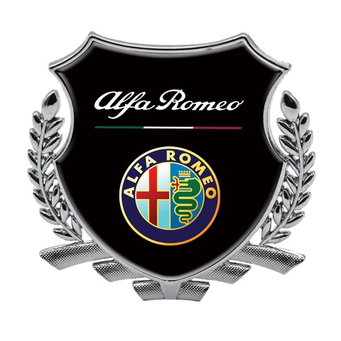 Alfa Romeo Bodyside Badge Self Adhesive Silver Black Base Color Logo