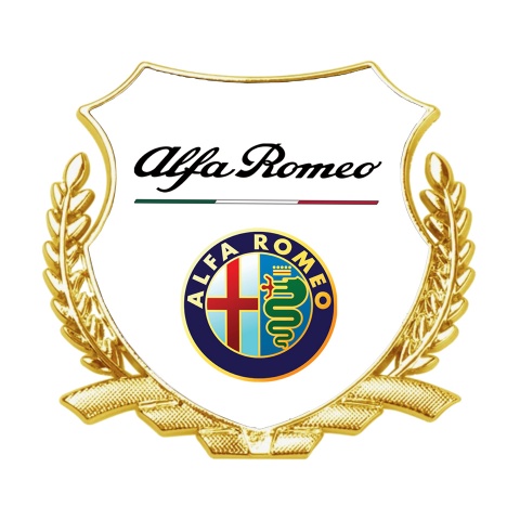 Alfa Romeo Tuning Emblem Self Adhesive Gold White Base Color Edition