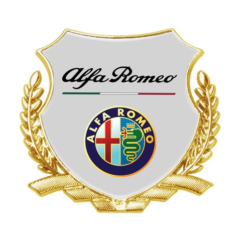 Alfa Romeo Tuning Badge Self Adhesive Gold Grey Base Color Design