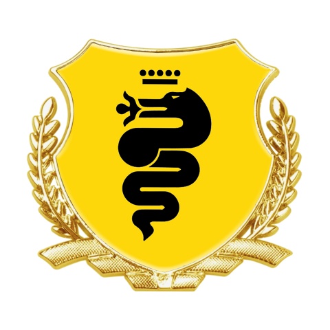 Alfa Romeo Trunk Metal Emblem Badge Gold Yellow Black Serpent Logo