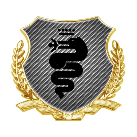 Alfa Romeo Metal Emblem Self Adhesive Gold Light Carbon Serpent Logo