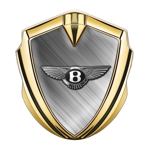 Bentley Emblem Abzeichen selbstklebend Goldtonfarbe mit Geburstetes Aluminium und Klassisch Logo