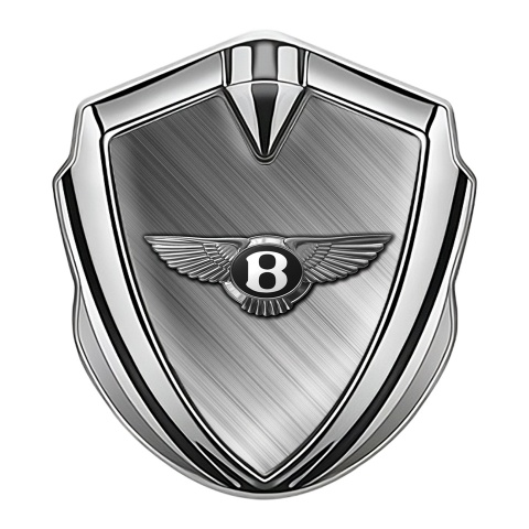 Bentley Emblem Abzeichen selbstklebend Silbertonfarbe mit Geburstetes Aluminium und Klassisch Logo