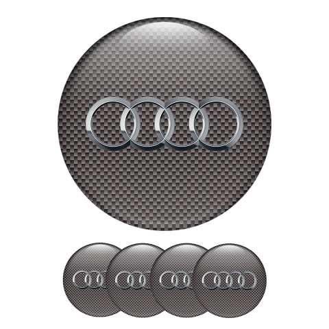 Audi Wheel Center Cap Domed Stickers Retro Carbon