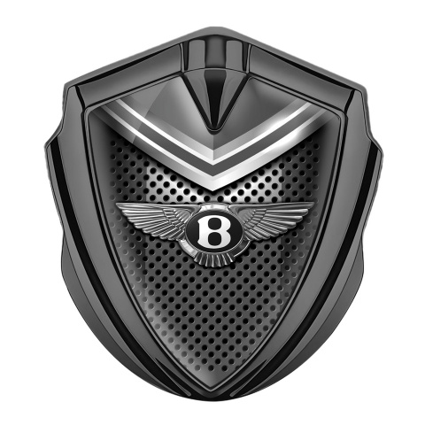 Bentley Selbstklebendes Metallaufkleber Emblem Graphit Tonfarbe Metall Gitter mit Grau Schild Design