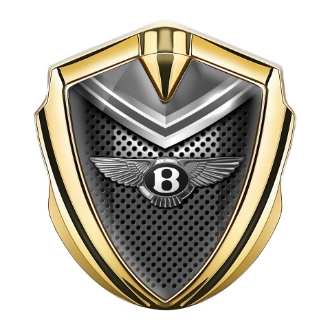 Bentley Selbstklebendes Metallaufkleber Emblem Goldtonfarbe Metall Gitter mit Grau Schild Design