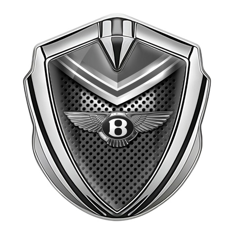 Bentley Selbstklebendes Metallaufkleber Emblem Silbertonfarbe Metall Gitter mit Grau Schild Design