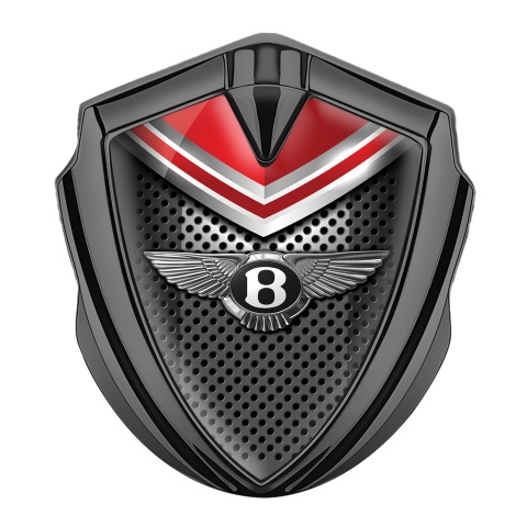 Bentley Emblem Logo Schriftzug Aufkleber Graphit Tonfarbe Metall Gitter mit Rote Schild Design