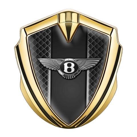 Bentley Seitenflugel Emblem Aufkleber Goldtonfarbe Dunkles Netz mit Zentral Panel Logo Design