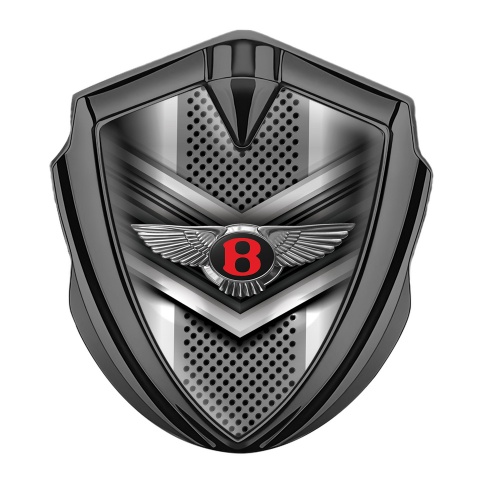 Bentley Abzeichen selbstklebend Graphit Tonfarbe mit V Form Metall design und Rote Logo