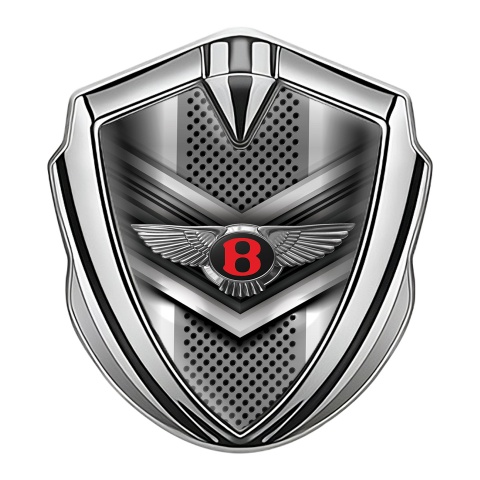 Bentley Abzeichen selbstklebend Silbertonfarbe mit V Form Metall design und Rote Logo