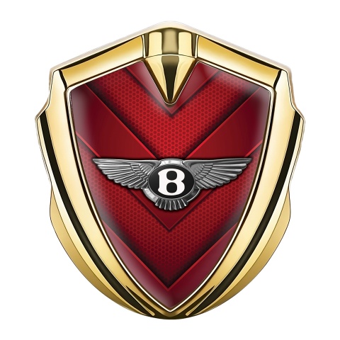 Bentley Emblem Auto Zeichen Goldtonfarbe mit Rote V Form Elemente und Klassisch Logo Stil