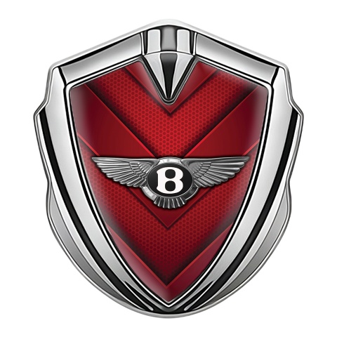 Bentley Emblem Auto Zeichen Silbertonfarbe mit Rote V Form Elemente und Klassisch Logo Stil