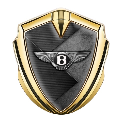 Bentley Emblem Logo Schriftzug Aufkleber Goldtonfarbe mit Grau Schwarz Basis Textur