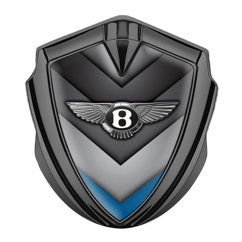 Bentley Emblem Abzeichen Graphit Tonfarbe V Form Elemente mit Blauer Akzent Design