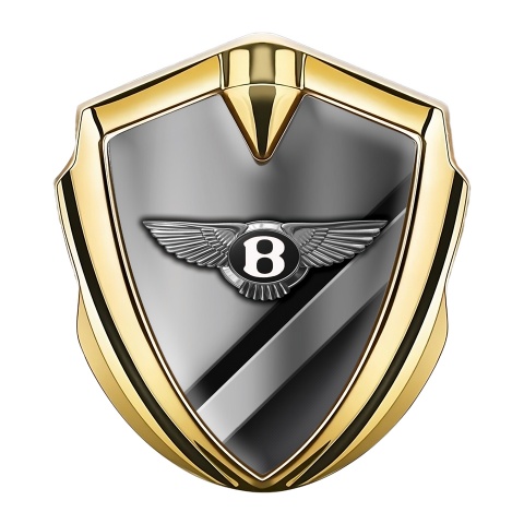 Bentley Abzeichen selbstklebend Goldtonfarbe mit Diagonale Metallelemente Basis und Klassisch Logo