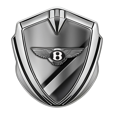 Bentley Abzeichen selbstklebend Silbertonfarbe mit Diagonale Metallelemente Basis und Klassisch Logo