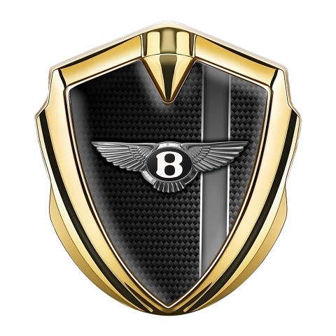 Bentley Emblem Auto Zeichen Goldtonfarbe Schwarz Carbon mit Grau Band