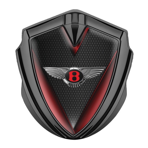 Bentley Emblem Abzeichen Graphit Tonfarbe Schwarz Gitter mit Rote Fugel Effekt