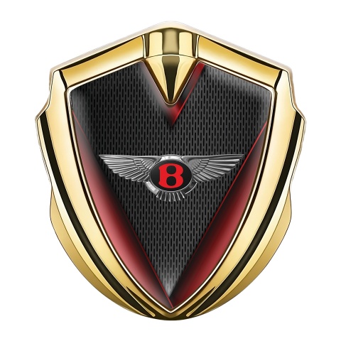 Bentley Emblem Abzeichen Goldtonfarbe Schwarz Gitter mit Rote Fugel Effekt
