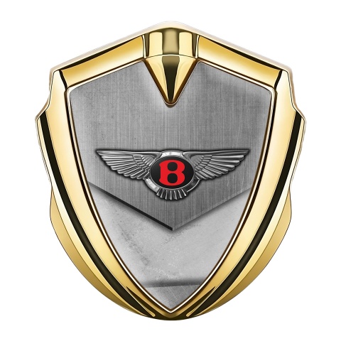 Bentley Emblem Abzeichen Goldtonfarbe Grau Elemente Hintergrund und Rote Logo Motiv