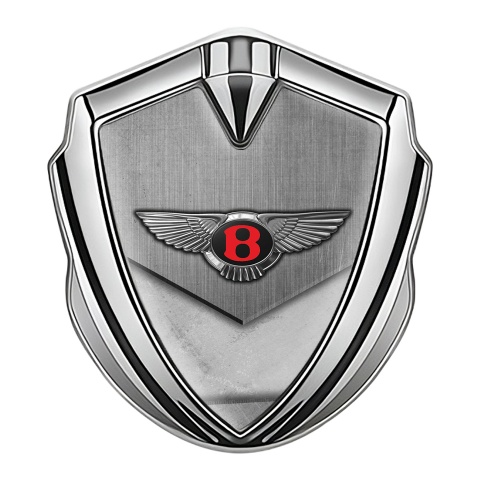 Bentley Emblem Abzeichen Silbertonfarbe Grau Elemente Hintergrund und Rote Logo Motiv