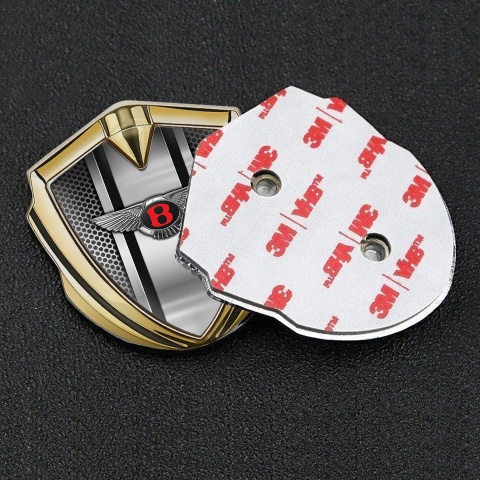 Bentley Emblem Abzeichen selbstklebend Goldtonfarbe Metall Gitter mit Metal Panel Design