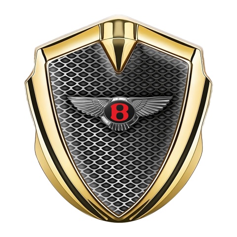 Bentley Emblem Auto Zeichen Goldtonfarbe mit Gitter Hintergrund und Rote Logo Motiv