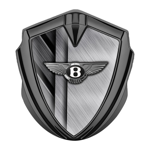 Bentley Emblem Logo Schriftzug Aufkleber Graphit Tonfarbe mit Kreuzpoliertes Metall Basis Effekt