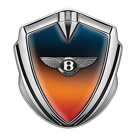 Bentley Seitenflugel Emblem Aufkleber Silbertonfarbe mit Orange Blau Fundament und Klassisch Logo