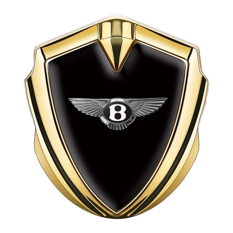 Bentley Emblem Abzeichen Goldtonfarbe Schwarz Hintergrund Weiss Logo Motiv