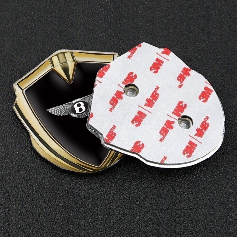 Bentley Emblem Abzeichen Goldtonfarbe Schwarz Hintergrund Weiss Logo Motiv