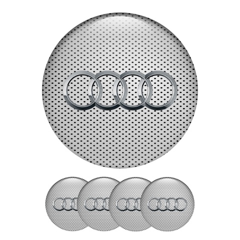 Audi Sticker Wheel Center Hub Cap Light Gray Carbon
