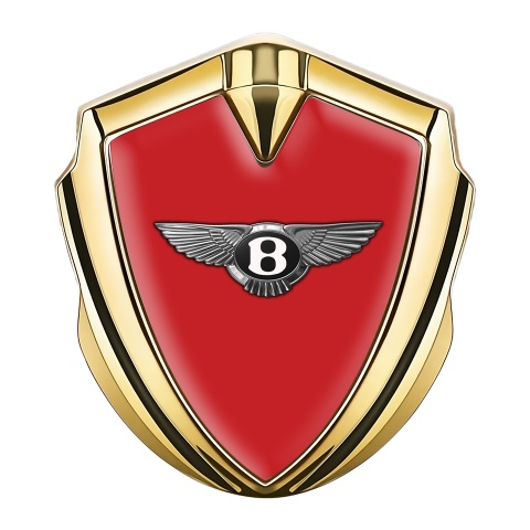 Bentley Emblem Abzeichen selbstklebend Goldtonfarbe Rote Fundament und Klassisch Logo
