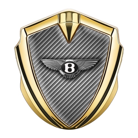 Bentley Selbstklebendes Metallaufkleber Emblem Goldtonfarbe mit Kohlenstoff Effekt