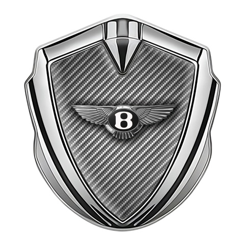 Bentley Selbstklebendes Metallaufkleber Emblem Silbertonfarbe mit Kohlenstoff Effekt