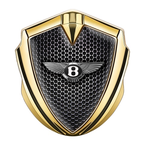 Bentley Selbstklebendes Metallaufkleber Emblem Goldtonfarbe mit Perforierter Stahl Basis Effekt