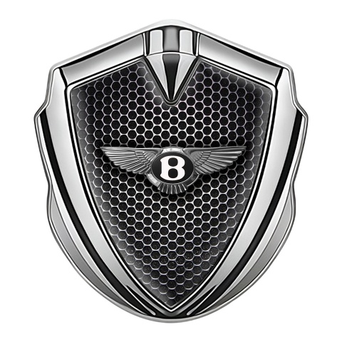 Bentley Selbstklebendes Metallaufkleber Emblem Silbertonfarbe mit Perforierter Stahl Basis Effekt