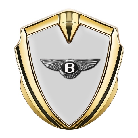 Bentley Seitenflugel Emblem Aufkleber Goldtonfarbe mit Grau Fundament und Klassisch Logo Stil