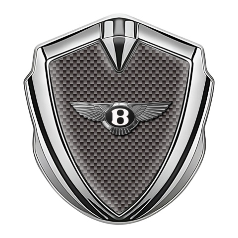 Bentley Abzeichen selbstklebend Silbertonfarbe mit Braun Carbon Version