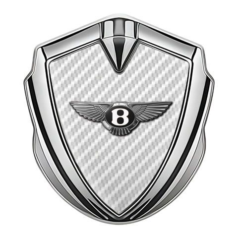 Bentley Emblem Auto Zeichen Silbertonfarbe weiss Carbon Version