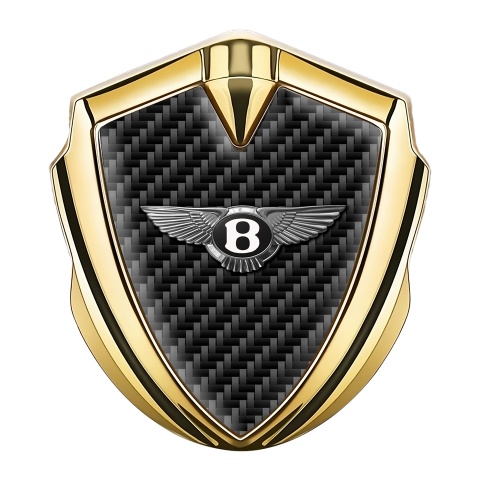 Bentley Selbstklebendes Metallaufkleber Emblem Goldtonfarbe Schwarz Carbon Version