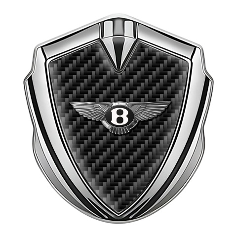 Bentley Selbstklebendes Metallaufkleber Emblem Silbertonfarbe Schwarz Carbon Version