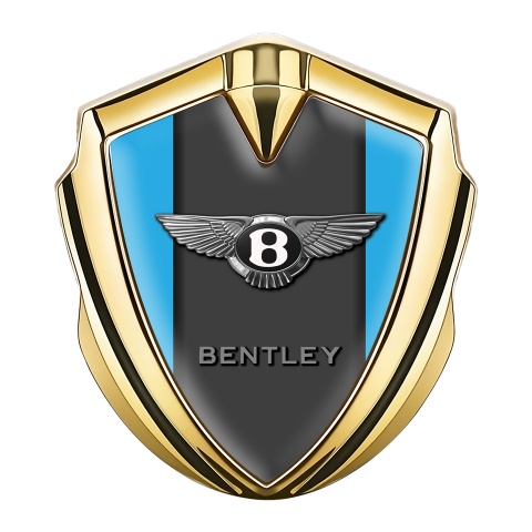 Bentley Seitenflugel Emblem Aufkleber Goldtonfarbe blau Fundament mit Graphit panel Logo
