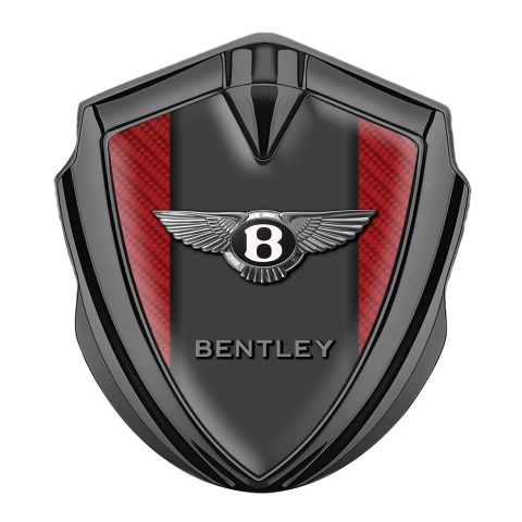 Bentley Emblem Abzeichen Graphit Tonfarbe mit Rote Carbon Basis und Graphit Panel Logo