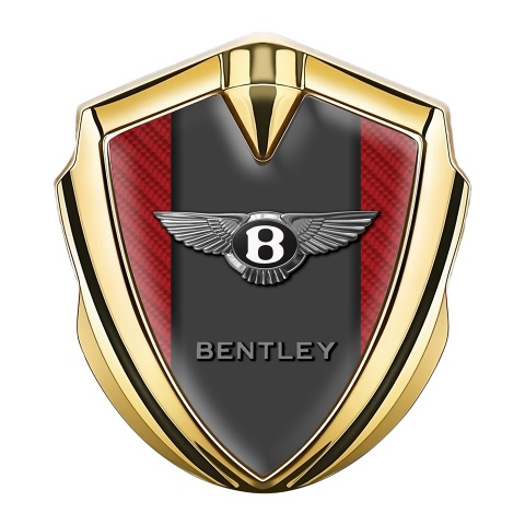 Bentley Emblem Abzeichen Goldtonfarbe mit Rote Carbon Basis und Graphit Panel Logo