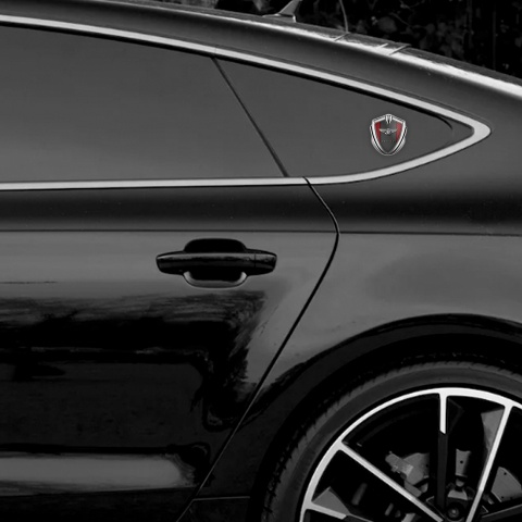Bentley Emblem Abzeichen Silbertonfarbe mit Rote Carbon Basis und Graphit Panel Logo