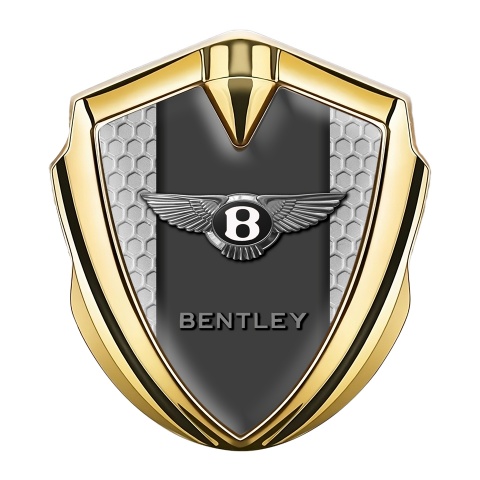 Bentley Emblem Abzeichen selbstklebend Goldtonfarbe Bienenwabe Design und Graphit Panel