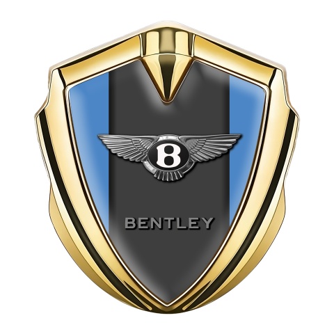 Bentley Trunk Metal Emblem Badge Gold Blue Base Dark Pilar Edition